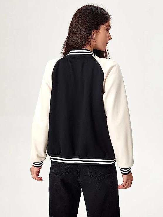 Image of PAKLON Stylish Long Sleeve Letterman Varsity Jacket for Women