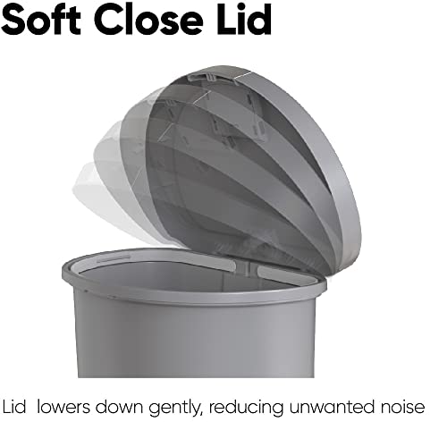 Curver Deco 13 Gallon Step-On Trash Can And Recycle Bin With Lid For Kitchen Waste, Silver #TOP3
