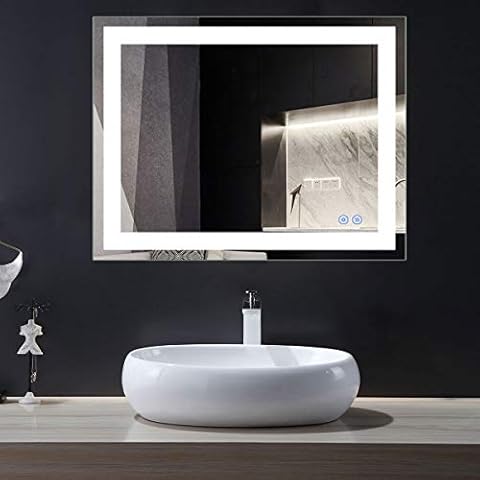 BHBL 36 x 28 in Horizontal LED Lighted Bathroom Silvered Mirror with Anti-Fog and Dimmable Function(C-CK150-C) (36 x 28 in) Cover