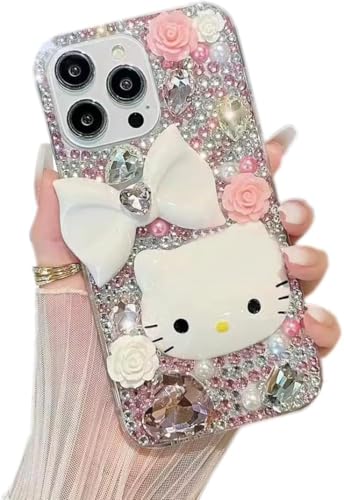 Compatible with iPhone 14 Pro Max Case Bling Diamond Glitter Rhinestone for Girls Women Cute Sparkly Shiny Gem 3D Bowknot Crystal Girly Luxury Fashion Clear Protective Phone Case
