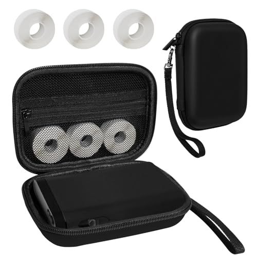 Image of Teyomi Case Compatible with NELKO P21, for NIIMBOT D110, for JADENS D110 Label Maker with 3 Roll Label Tape(Label Paper 1 /2 inch x 1 1 /2 inch (12mm X 40mm))-Hard Shell Storage Bag-Black