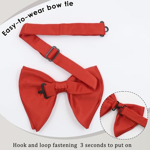 Image of Luckyvestir Oversized Bow Ties for Men, Black /Red Big Bow Tie, Solid Color Pretie Bowtie Men for Tuxedo Wedding