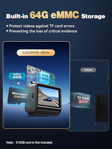 Image of DDPAI 3 Channel 4K HDR Dash Cam, STARVIS 2 IMX678, Dashcam for Cars with 128G eMMC, Front Inside and Rear Triple Car Camera with GPS, 3 inch IPS,ADAS,24H Parking Mode,Support 512GB,Z90 Pro 3CH