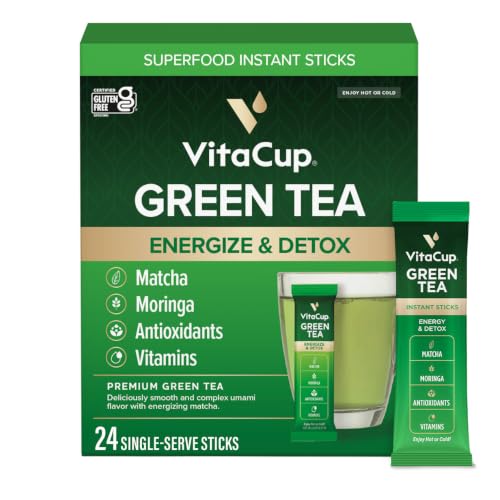 VitaCup Green Tea Instant Packets with Matcha, 24ct
