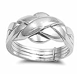 Body Colorz .925 Sterling Silver Puzzle Braid New Ring Polished 925 Band 11mm Sizes 5-15 (6)