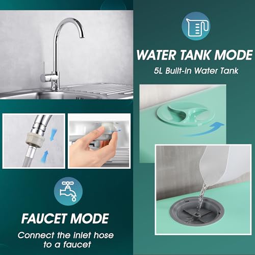 غسالة صحون صغيرة لسطح الطاولة من ايرسين، 6 برامج، خزان مياه 5 لتر، مزود مياه بطريقتين، تحكم باللمس وشاشة LED، مثالية للمطابخ المنزلية والشقق والمساكن الجامعية، اخضر