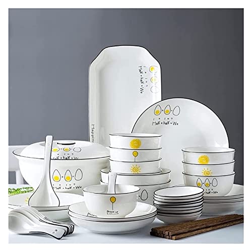 SnamicE Juego de vajilla para cenas, vajilla de cerámica de 36 Piezas, vajilla de Porcelana China, Platos, Juego de vajilla de cerámica combinada, Servicio de Porcelana,