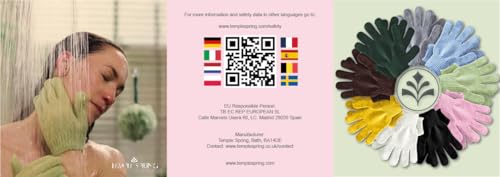 Temple Spring Luva esfoliante, esfoliante corporal de bambu de raiom carbonizado, esponja de banho e