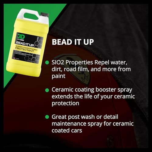 3D Bead It Up Ceramic Coating Booster Spray - Super Hydrophobic Bead Maker - Polymer Paint Protectant & Sealant 1 Gallon