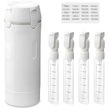 Tiiyee 4 in 1 Travel Dispenser, 4 Pack 30ML Travel Bottles for Toiletries, Travel Shampoo and Conditioner Bottles Leakproof Refillable Portable Containers for Camping Gym Storing Shower Gel White