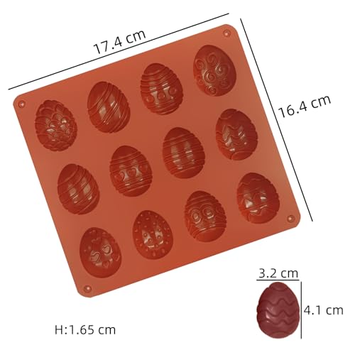 BFJ Easter Egg Silicone Moulds 2pcs Egg Easter Chocolate Moulds 12 Style Egg Candy Molds Non-Stick, Red, Egg - 12 Cavity - Image 2