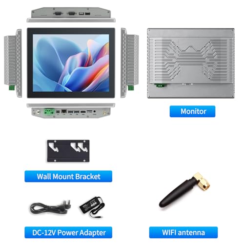 Image of 10.4 inch Touchscreen Monitor,Ratio 4:3 Wall Mounted Industrial Touch Screen Tablet with HD-MI Out,WiFi & BT,Build-in Speakers & VESA,Android 14 RAM 8G & ROM 128G Suitable for POS,Kitchen