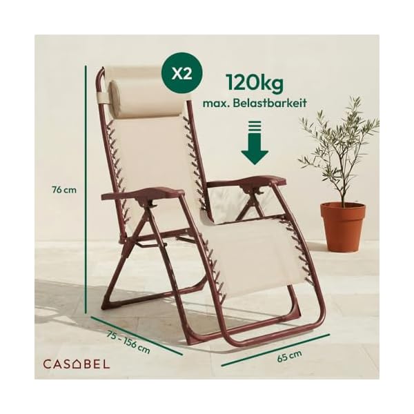 CASABEL Zero Gravity Liegesessel 2er Set Terrakotta