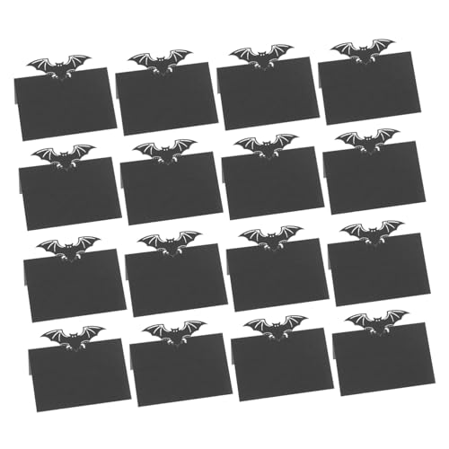 BAZEITFLOW 50 Piezas Tarjetas de Lugar Negras con Diseño de Murciélago Tarjetas de Mesa para Fiestas de Halloween Bodas y Cenas Decorativas Ligeras y Prácticas