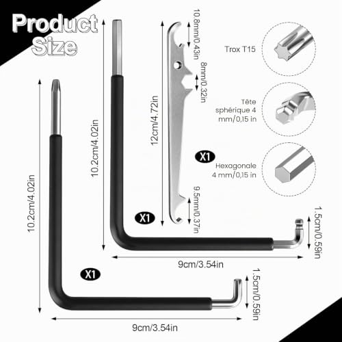 Dbuwqips Lot de 3 Outils de Réglage de Fenêtre avec 6 pans de 4 mm et Clé Torx 15 et Clé à Roulement pour l'Entretien des Portes Fenêtres Meubles et Bâtimentdouble de Clé Allen Incurvée – vue 7