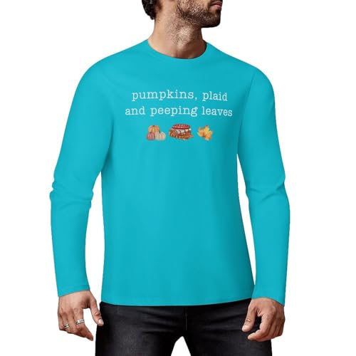 Fall Leaves -3 - Camiseta de manga larga con gráfico divertido de algodón de primera calidad para hombres y mujeres, Estilo azul cielo, XXL