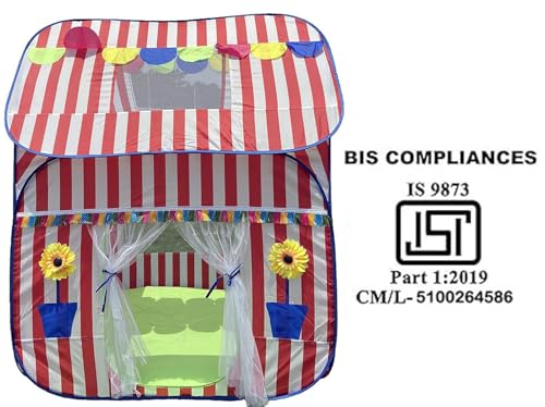 Image of Homecute Foldable Pop Up Hut Type Kids Toys Jumbo Size Play Tent House for Boys and Girls. (Big Size Red-White)
