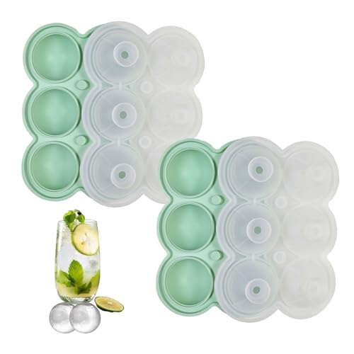 XFSRG 2Pcs Molde Hielo Redondo, Cubiteras Para Hielo Antiadherente, desmolde rápido, perfecto para whisky, cócteles, café y más