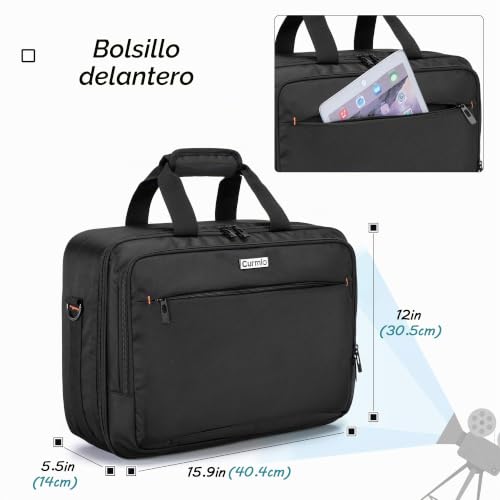 Miniatura 5 de Curmio Bolsa Para Proyector, Maletines Para Proyectores, Bolso De Viaje Para Proyector Con Compartimento Para Ordenador Portátil, Negro Patente Pendiente