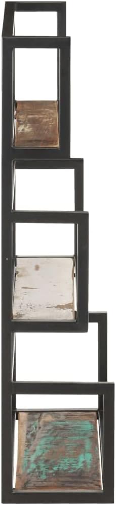 Reclaimed Wood Wall Shelf, 23.6"x7.9"x33.5" Rustic Floating Storage for Living Room, Bathroom, Bedroom Decor, Powder-Coated Iron Frame, Durable & Unique