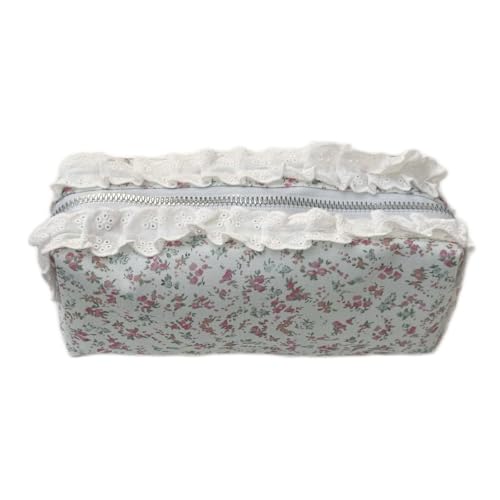 エレガントなレースデザインの鉛筆バッグ洗える布化粧品オーガナイザー日常使用のための大容量化粧鉛筆バッグ