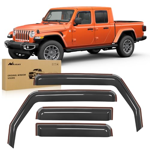 Image of Nilight in Channel Rain Guards for Jeep Gladiator 2020 2021 2022 2023 2024 2025 2026 Side Window Deflectors, Vent Window Visors-4PCS