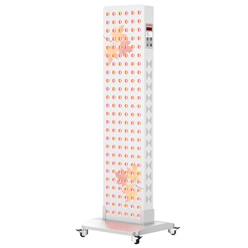 Image of Red Light Therapy Panel for Full Body, 5 Wavelength 150 Dual Chip LEDs 630+660+810+830+850nm Near Infrared Lamp Therapy Device with Timer & Stand Pain Relief Face Skin Health Sleep