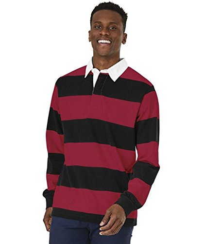 Charles River Apparel Unisex-Adult's Classic Rugby Shirt, Black/Red, XL