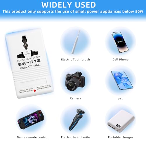 50W Voltage Converter Power Converter, Travel Adapter AC110V/120V to 220V/240V Step-Up&Down Voltage Converter (Applicable Electrical Appliance: <50w)4