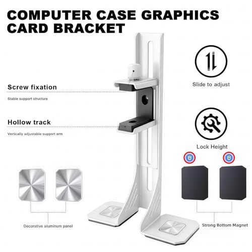 ACIDALIE White Anti-Sagging GPU Bracket - Compatible with RTX 5070/40/30 Series, Adjustable 30-118mm, Supports 78mm Thick GPUs, Magnetic Base + CD Glossy Decoration — view 2