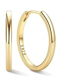 ChicSilver Pendientes Aros Hoop Oro 18K Plata 925 Mujer 18mm Círculos Finos Piercing Hipoalergénico Oreja Regalo Aniversario Reyes Cumpleaños