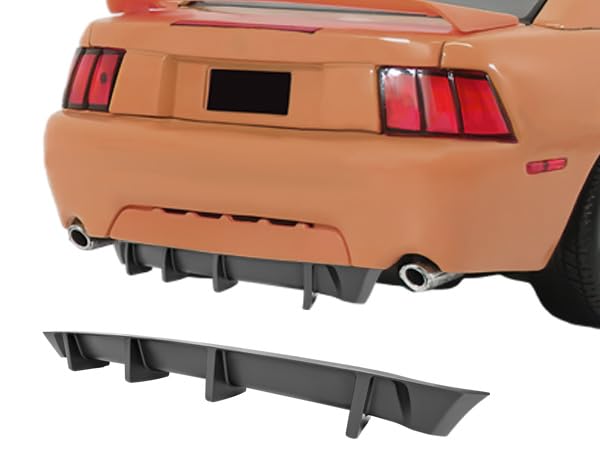 KUAFU Rear Bumper Lip Diffuser Compatible with 1999-2004 Ford Mustang MDA Style, Shark Fin Rear Lower Valance Spoiler Splitter Protector Unpainted Black