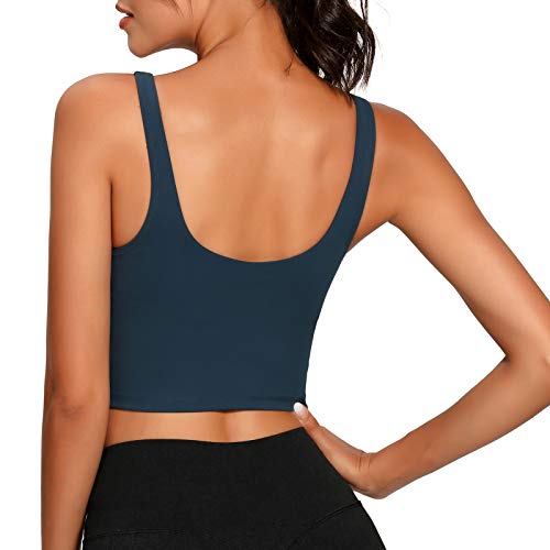 Image of Lemedy Women Sports Bra Longline Crop Tank Top Padded Workout Running Yoga