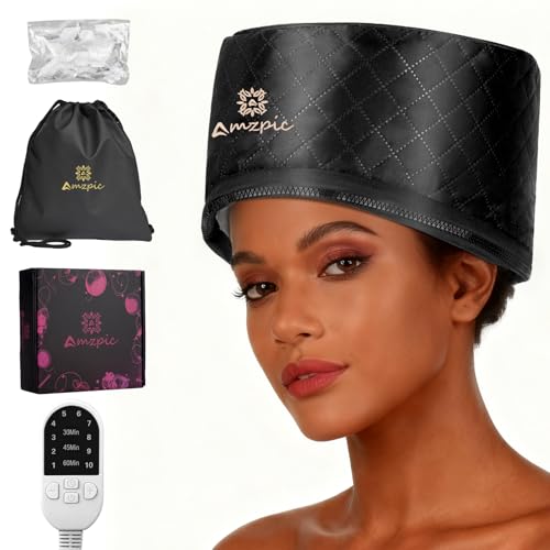 Thermal Heat Cap for Deep Conditioning - Electric Steamer Cap with 10-Level Temperature Control Fast Heating for Natural & Afro Hair Care at Home