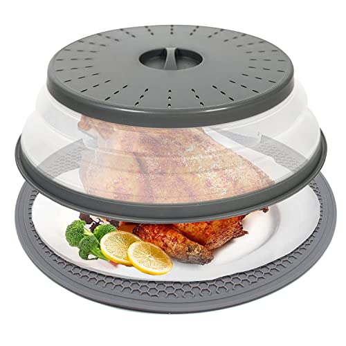 Microwave Splatter Cover for Food & Silicone Mat, Collapsible Vented Guard