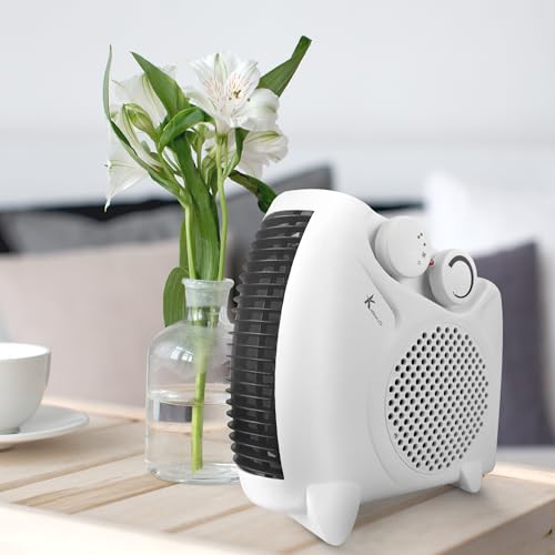 Fan Heater, 2 Heat Setting Adjustable Thermostat Portable and Compact Heater can use Upright or Flat Ideal For Small Rooms -Heater 2000W/2KW Fan Heater, 2 Heat Setting Adjustable Thermostat Portable and Compact Heater can use Upright or Flat Ideal For Small Rooms -Heater 2000W/2KW