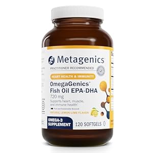 Metagenics OmegaGenics Fish Oil EPA-DHA 720- Omega-3 Fish Oil Supplement – for Heart Health, Musculoskeletal Health & Immune System Health* – with DHA & EPA – 120 Softgels