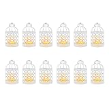 12 Pcs Candle Lantern Bird Cage Tealight Candle Holder Wedding Centerpieces Decorative Metal Hanging Candle Holders Decorative Table Centerpieces for Wedding Party, without Candle (White)