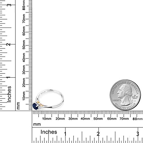 Gem Stone King 925 Sterling Silver and 10K Yellow Gold Blue Sapphire and White Lab Grown Diamond Engagement Ring For Women (0.64 Cttw, Gemstone September Birthstone, Available in size 5, 6, 7, 8, 9)3