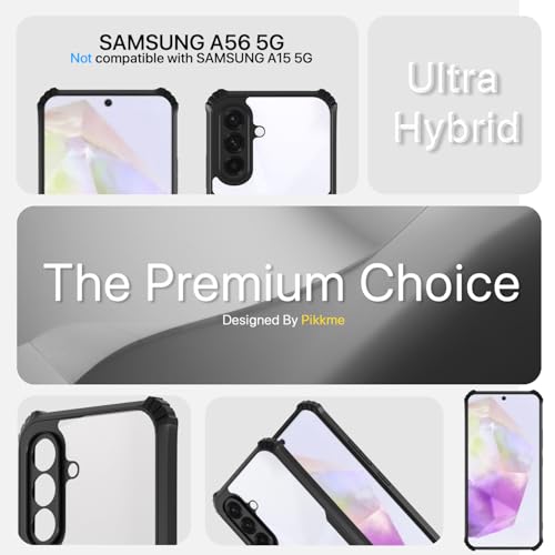 Image of Pikkme Crystal Clear Transparent Back Cover | Ultra Hyrbid | Full Camera Protection | Raised Edge | Bumper Case for Samsung Galaxy A56 5G (Black)