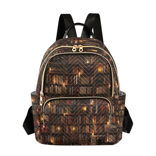 ALAZA Bookworm Book Shelf Women Backpack Purse Ladies Fashion Shoulder Bag Daypack Travel Bag 10L