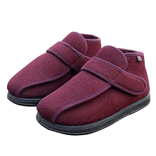 Zdcdy Diabetische Schuhe Herren Extra Weit, Winter Warme Diabetische Schuhe Die Vollständig Geöffnet Mit Verstellbarem Klettverschluss, Diabetiker Schuhe Schuhe Für Männer Geschwollene Füße,Red/36 Cover