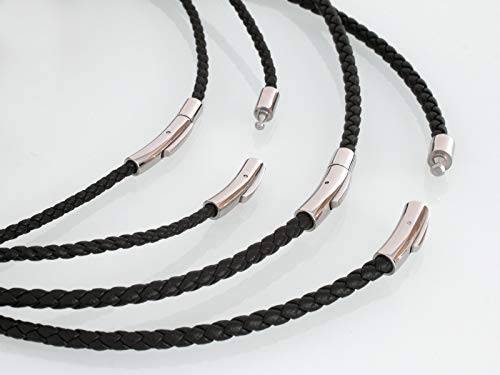 Fly Style Halskette aus Kunstleder schwarz geflochten mit Verschluss aus Edelstahl - Herren Kette, Längen:ca. 50.0 cm, Stärke:4 mm