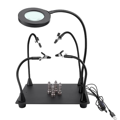 Soldadura a Tercera Mano,Con Lámpara De Aumento Led 6x,Mesa Auxiliar De Soldadura Manual Con 4...
