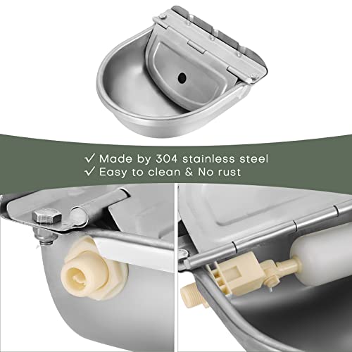 Flkqc Automatic Animal Drinking Water Bowl, Stainless Steel Water Troughs For Livestock Water Dispenser For Horse,Goat,Pig,Dog Pet Feeder (Without Drainage Hole) #TOP2