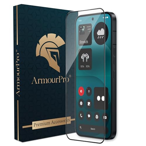 Image of ArmourPro Tempered Glass for Nothing Phone (4A) Pro - 9H Screen Protector with Black Border, Anti Scratch, Edge-to-Edge Coverage, HD Clarity, Smooth Touch, Case Friendly | Black