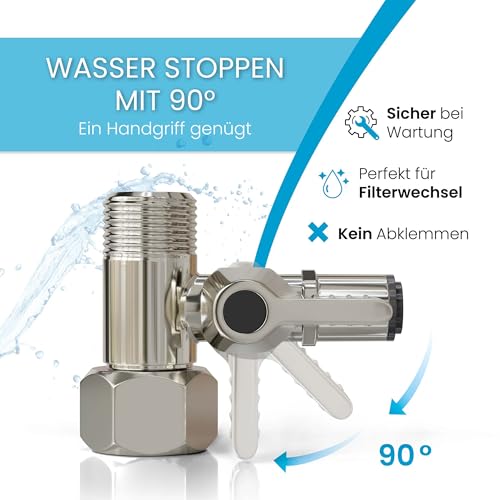 smardy Absperrventil Edelstahl Absperrhahn Push Fitting Adapter T-Stück 3/8x3/8x1/4 zum Anschluss von 2 Geräten für SbS Kühlschrank Osmoseanlage Wasserfilter, Wasseranschlussadapter mit Dichtung