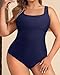 Daci Women's Navy Plus Size One Piece Swimsuit - Tummy Control Athletic Bathing Suit with Square Neck 20 Plus