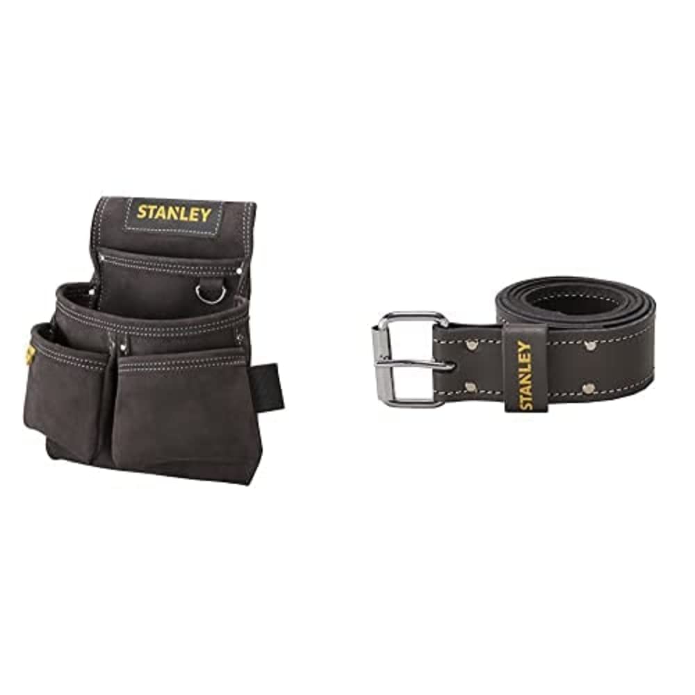 STANLEYSTANLEY STST1-80116 Fodero porta utensili in cuoio & STST1-80119 Cintura in cuoio per foderi porta utensili