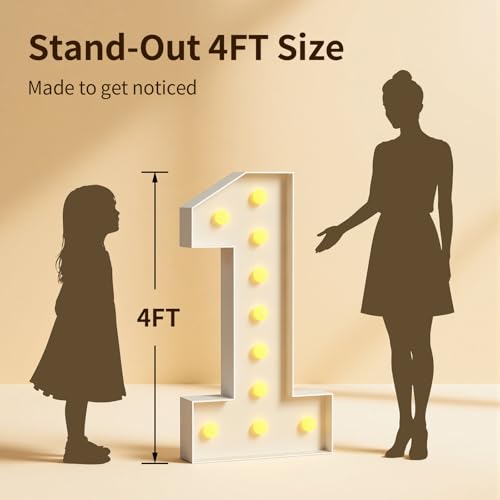 Image of Marquee Numbers 4 Feet Tall Large Light Up Numbers 27th Birthday Decorations Big Warm White Light Outdoor Anniversary Decorations Balloon Arch Kit Party Backdrop 27